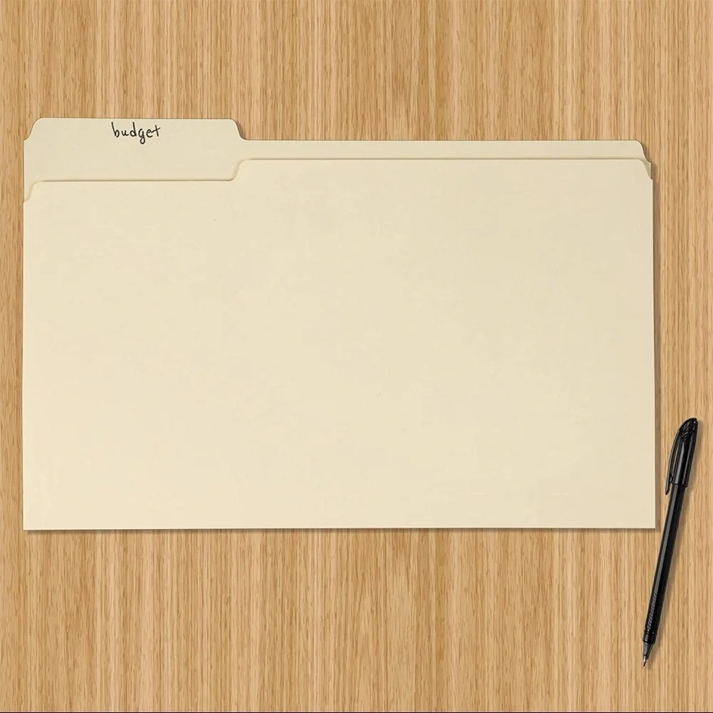 Beige File Folders - 1/3 Tab, Manila, Legal Size, 75-Pack